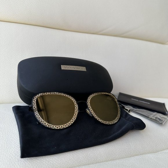 DOLCE & GABBANA D&G Sonnenbrille DG 2225 1311 6E 52-26 145 Black Gold Metal Grid main image 11